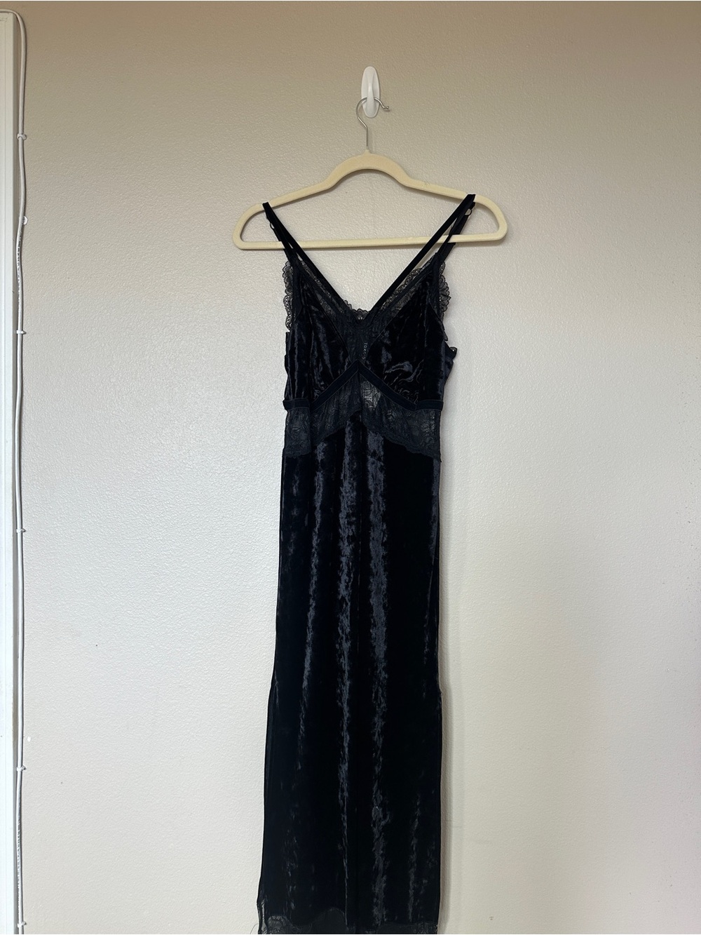 torrid Black Velvet Lace Slip Dress with V-Neck
